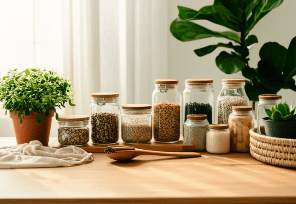 Mode de vie écologique avec produits durables et nature
